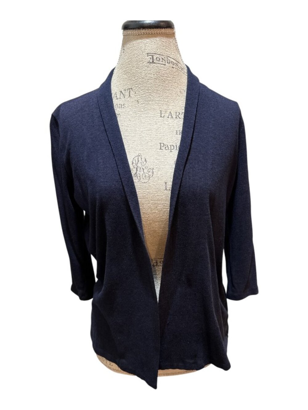 Talbots SP (Small Petite) Navy Blue 3/4 Sleeve Open Lightweight Shrug Sweater